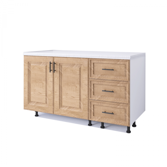 Corp Bucatarie Inferior H90 x A50 x L140 cm, Culoare Nuc,Front MDF infoliat , Pal 18mm, Blat Termorezistent 140 cm [2]