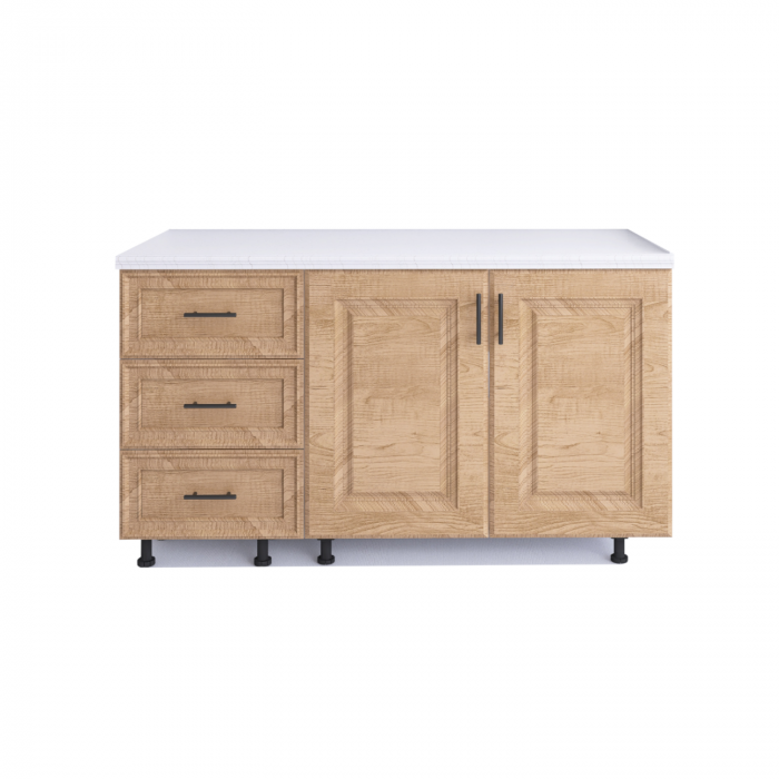 Corp Bucatarie Inferior H90 x A50 x L140 cm, Culoare Nuc,Front MDF infoliat , Pal 18mm, Blat Termorezistent 140 cm [3]