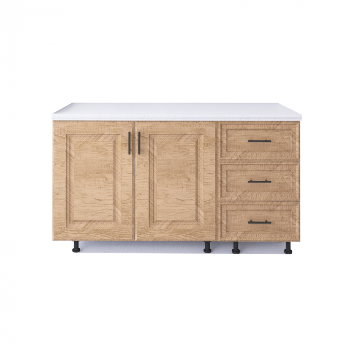 Corp Bucatarie Inferior H90 x A50 x L140 cm, Culoare Nuc,Front MDF infoliat , Pal 18mm, Blat Termorezistent 140 cm [4]