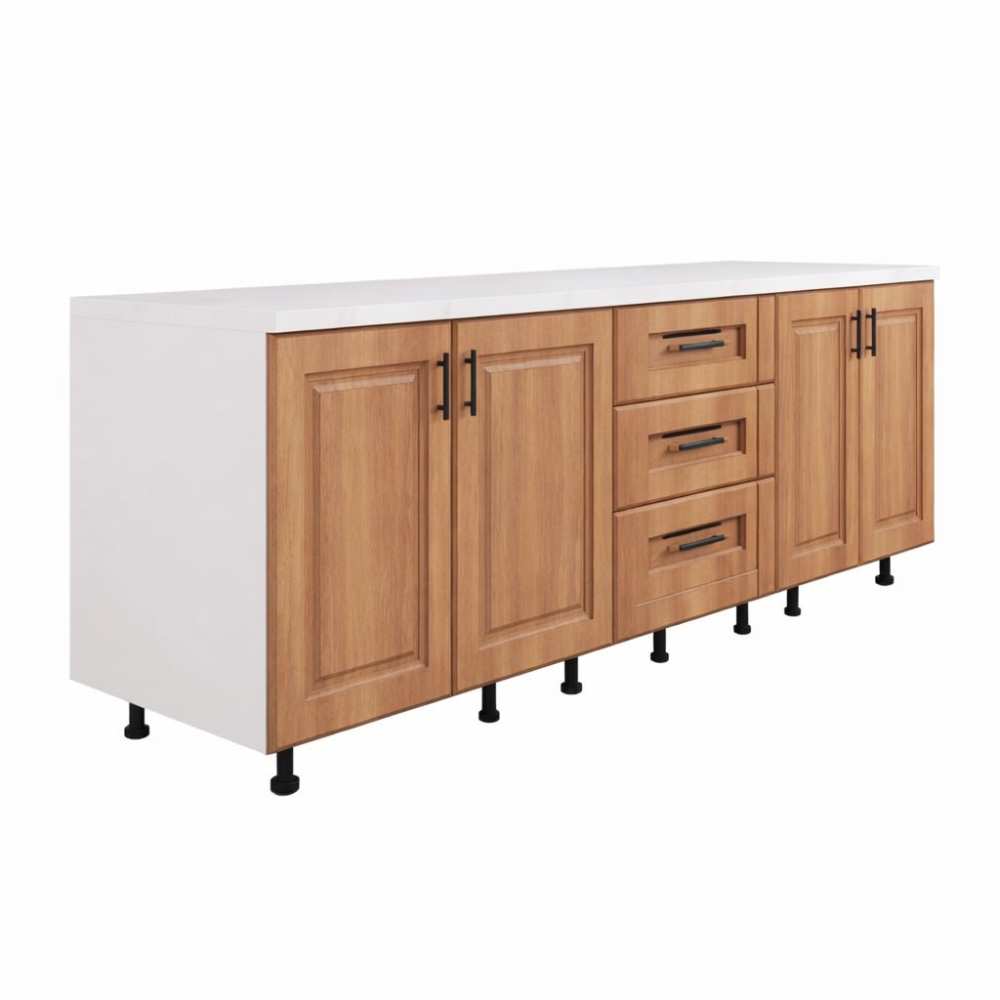 Corp Bucatarie Inferior H90 x A50 x L200 cm, Culoare Nuc , Blat Termorezistent 200 cm [3]