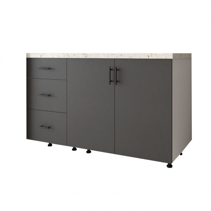 Corp Bucatarie L120 x H80 x A50cm, Front MDF VOPSIT  Gri Antracit, Carcasa Pal 18mm [3]