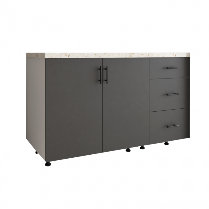 Corp Bucatarie L120 x H80 x A50cm, Front MDF VOPSIT  Gri Antracit, Carcasa Pal 18mm [1]