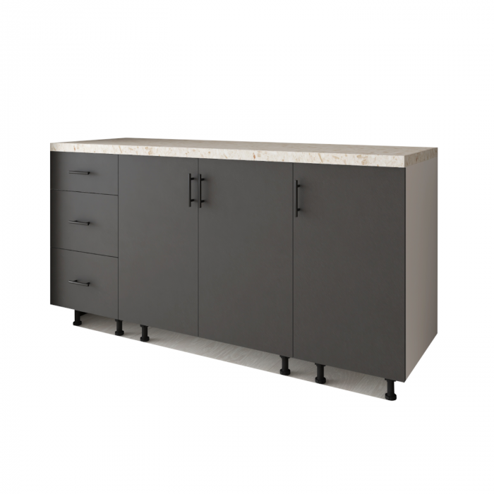 Corp Bucatarie L160 x H80 x A50cm, Front MDF VOPSIT Gri Antracit, Carcasa Pal 18mm [2]