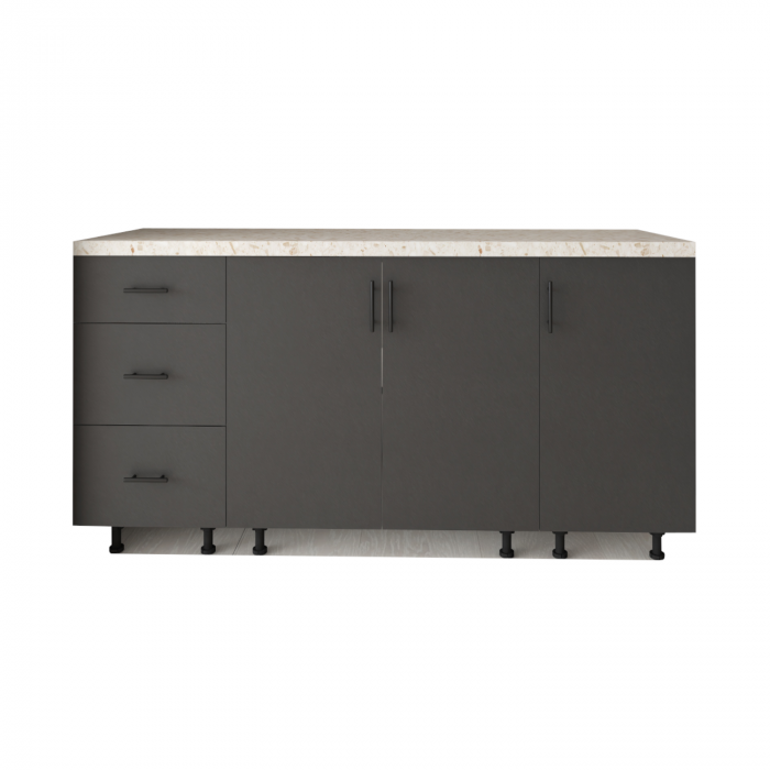 Corp Bucatarie L160 x H80 x A50cm, Front MDF VOPSIT Gri Antracit, Carcasa Pal 18mm [3]