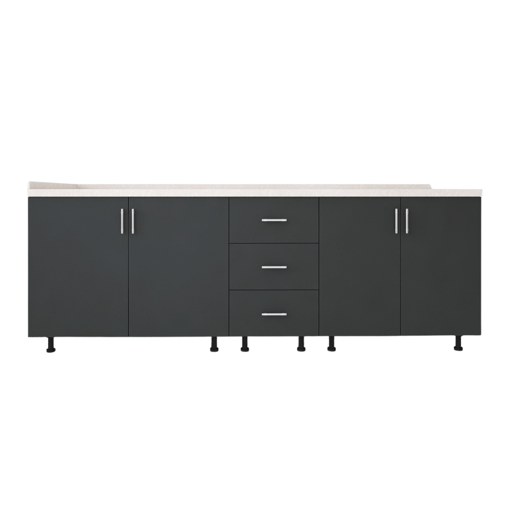 Corp Bucatarie L200 x H80 x A50cm, Front MDF  VOPSIT Gri Antracit, Carcasa Pal 18mm [3]