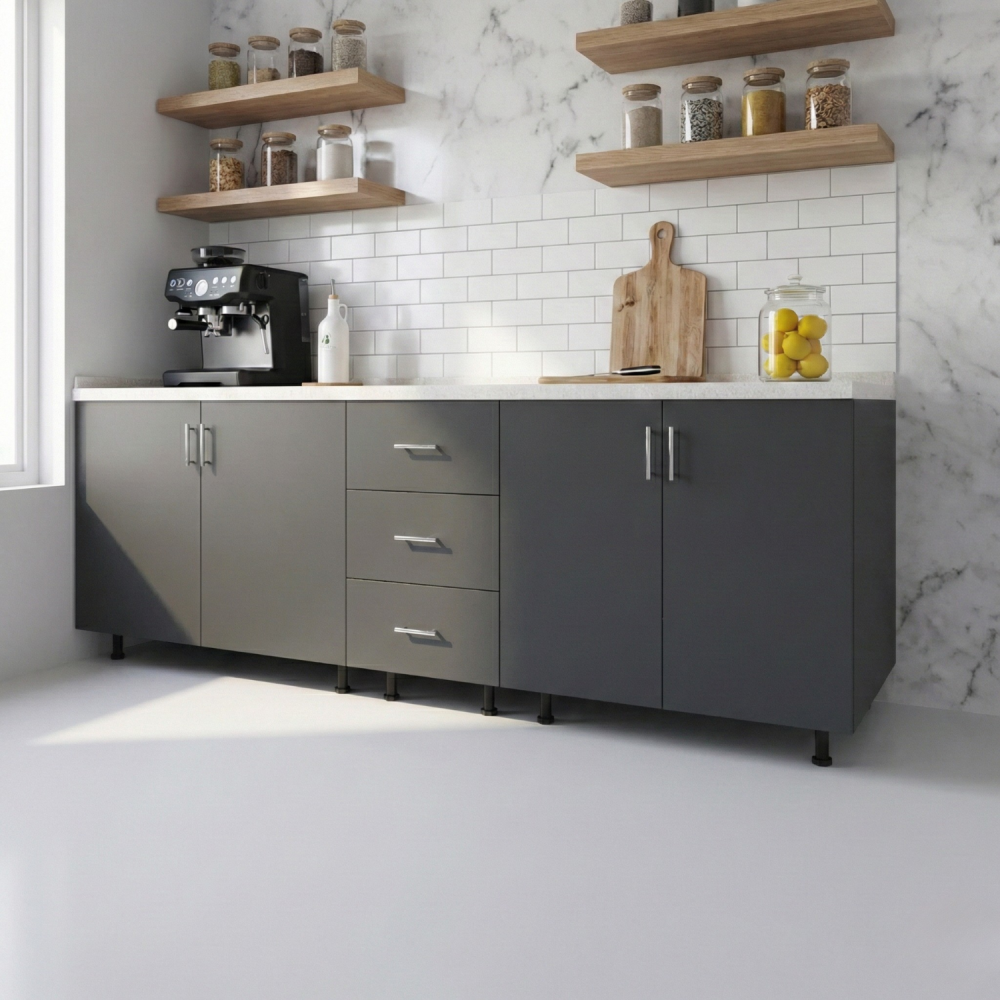 Corp Bucatarie L200 x H80 x A50cm, Front MDF  VOPSIT Gri Antracit, Carcasa Pal 18mm [2]