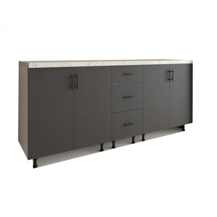 Corp Bucatarie L200 x H80 x A50cm, Front MDF  VOPSIT Gri Antracit, Carcasa Pal 18mm [1]