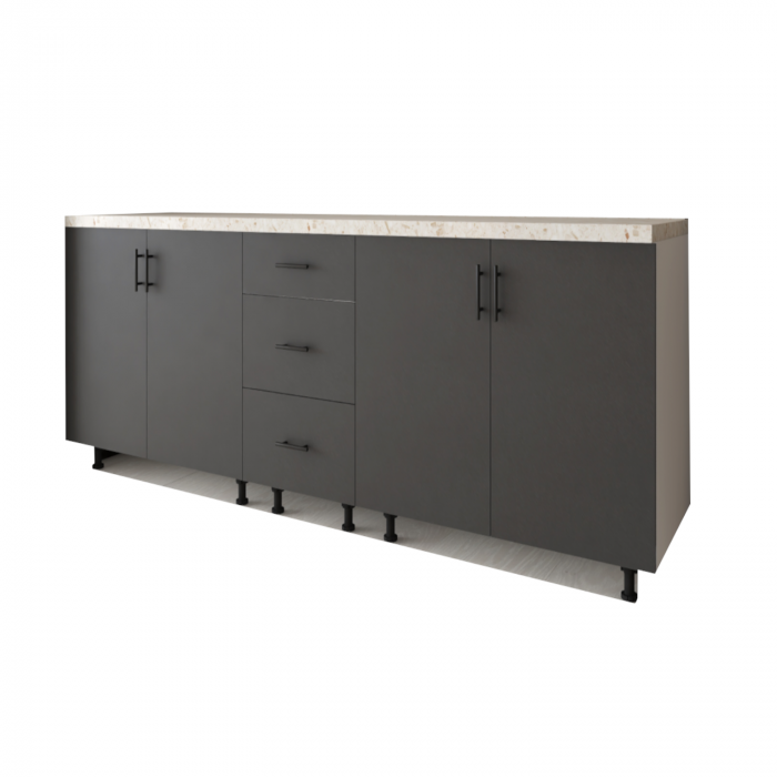 Corp Bucatarie L200 x H80 x A50cm, Front MDF  VOPSIT Gri Antracit, Carcasa Pal 18mm [3]