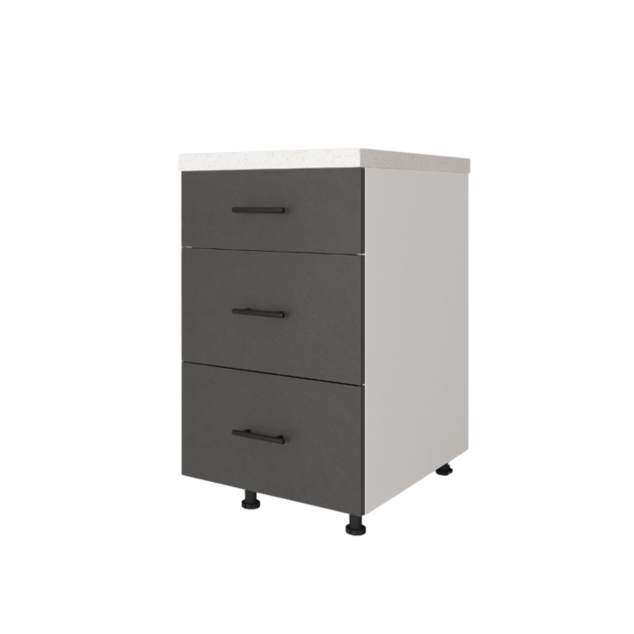 Corp Inferior  Bucatarie cu 3 sertare Gri Antracit, H80 x L80 x A50 cm, Front MDF VOPSIT , Pal 18mm [2]