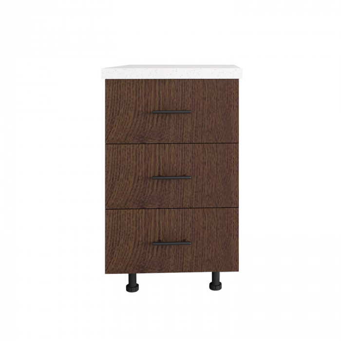 Corp Inferior Bucatarie cu 3 sertare L40 x H80 x A50 cm, Culoare Wenge, Blat Termorezistent 2,8cm [3]