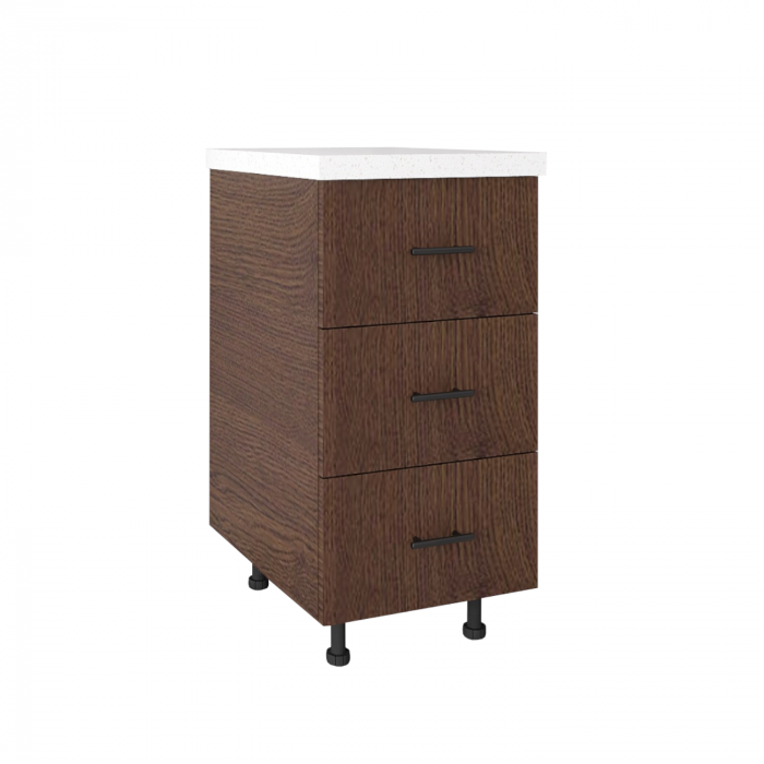 Corp Inferior Bucatarie cu 3 sertare L40 x H80 x A50 cm, Culoare Wenge, Blat Termorezistent 2,8cm [1]