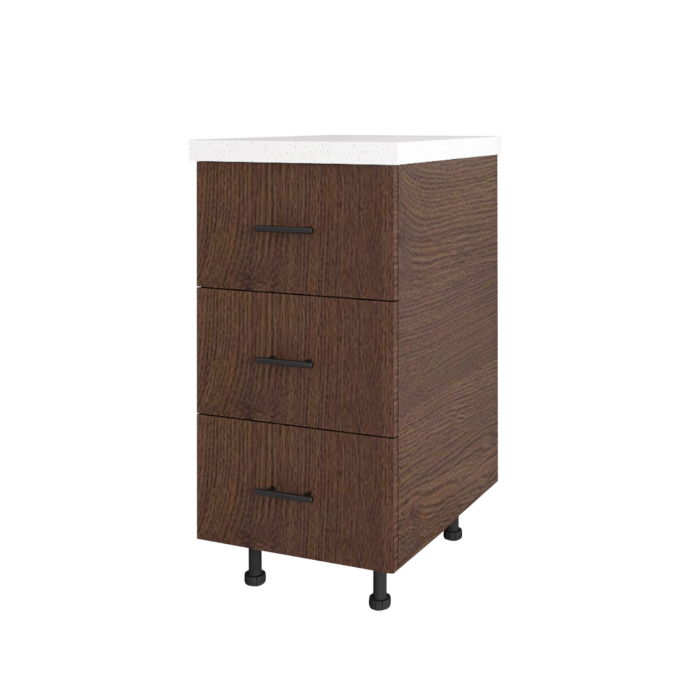 Corp Inferior Bucatarie cu 3 sertare L60 x H80 x A50 cm, Culoare Wenge, Blat Termorezistent 2,8cm [2]