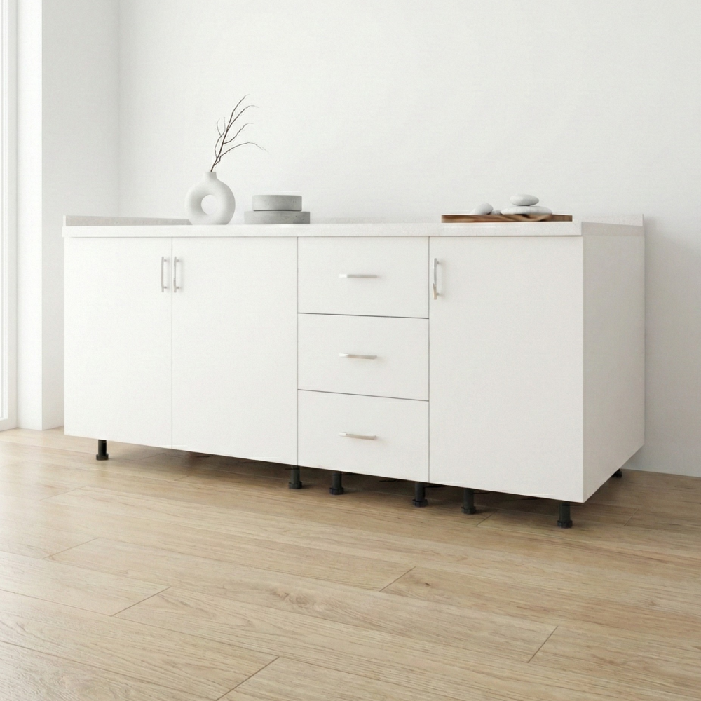 Corp Inferior Bucatarie L160 x H90 x A50 cm, Culoare Alb, Blat Termorezistent 2,8cm [2]