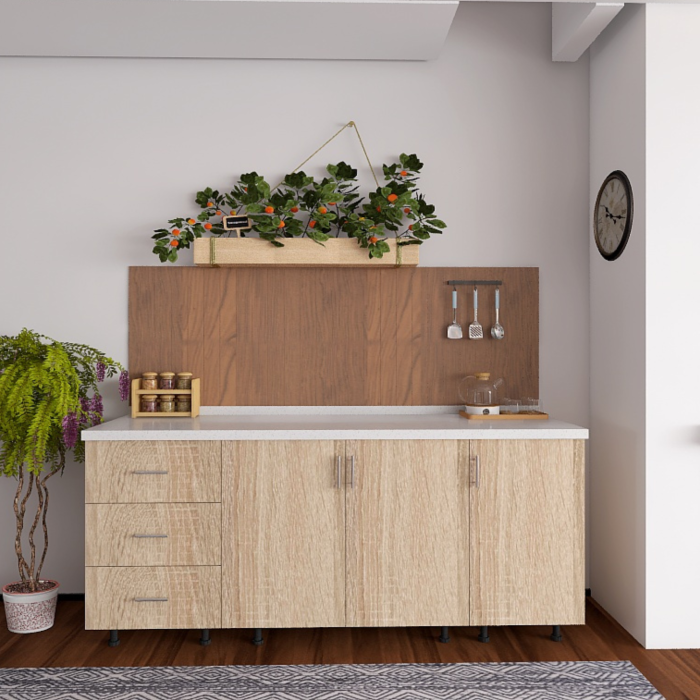 Corp Inferior Bucatarie L160 x H90 x A50 cm, Culoare Stejar Sonoma, Blat Termorezistent 2,8cm [3]