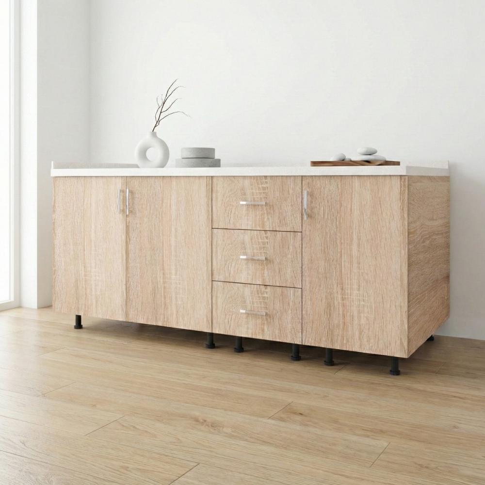 Corp Inferior Bucatarie L160 x H90 x A50 cm, Culoare Stejar Sonoma, Blat Termorezistent 2,8cm [3]