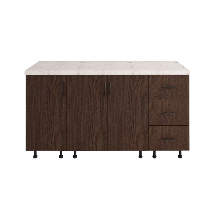 Corp Inferior Bucatarie L160 x H80 x A50 cm, Culoare Wenge, Blat Termorezistent 2,8cm [3]
