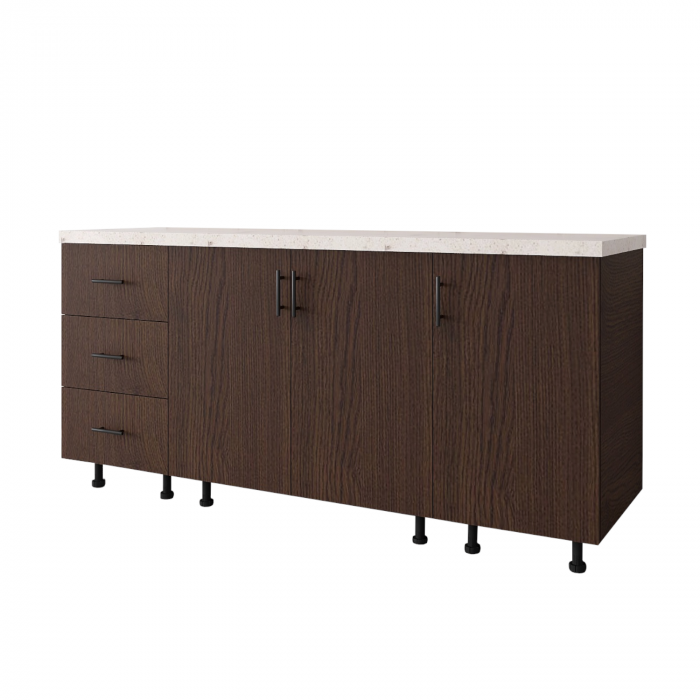 Corp Inferior Bucatarie L160 x H80 x A50 cm, Culoare Wenge, Blat Termorezistent 2,8cm [2]