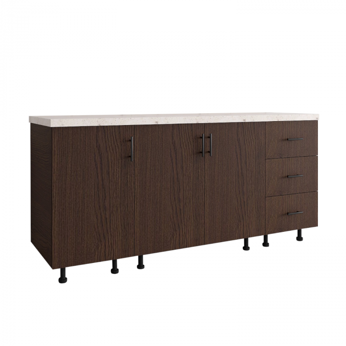 Corp Inferior Bucatarie L160 x H80 x A50 cm, Culoare Wenge, Blat Termorezistent 2,8cm [1]