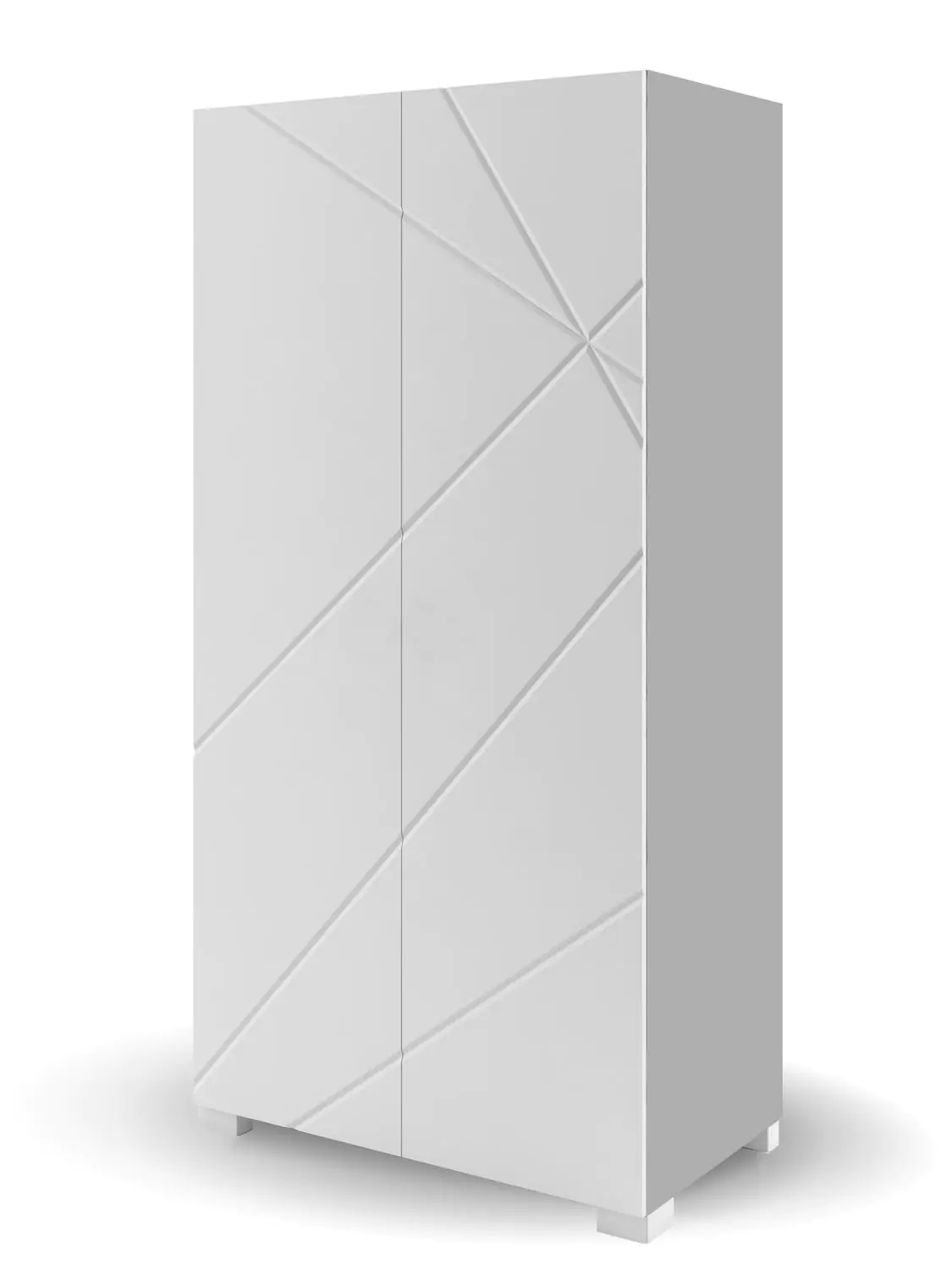 Dulap  Monaco 2 usi 100 x 52 x 200 cm, Culoare Alb , Fronturi Mdf Alb Vopsit Mat  Gravate [1]