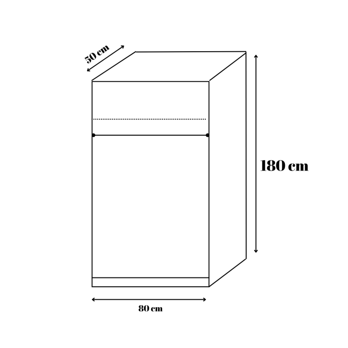 Dulap 2 usi cu bara haine, H180 x L80 x A50cm, Material Pal 18mm, Culoare Sonoma [3]
