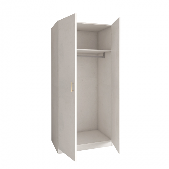 Dulap 2 usi cu bara haine, H200 x L80 x A50cm, Material Pal 18mm, Culoare Alb [3]