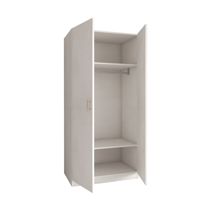 Dulap 2 usi cu bara haine, H200 x L80 x A50cm, Material Pal 18mm, Culoare Alb [1]