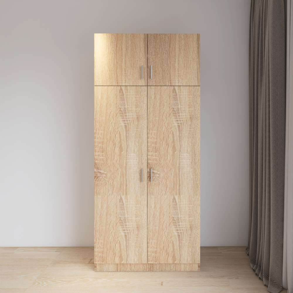 Dulap 2 usi cu rafturi si Suprapozabil, H240 x L80 x A50 cm, Material Pal 18mm, Culoare STEJAR SONOMA [3]