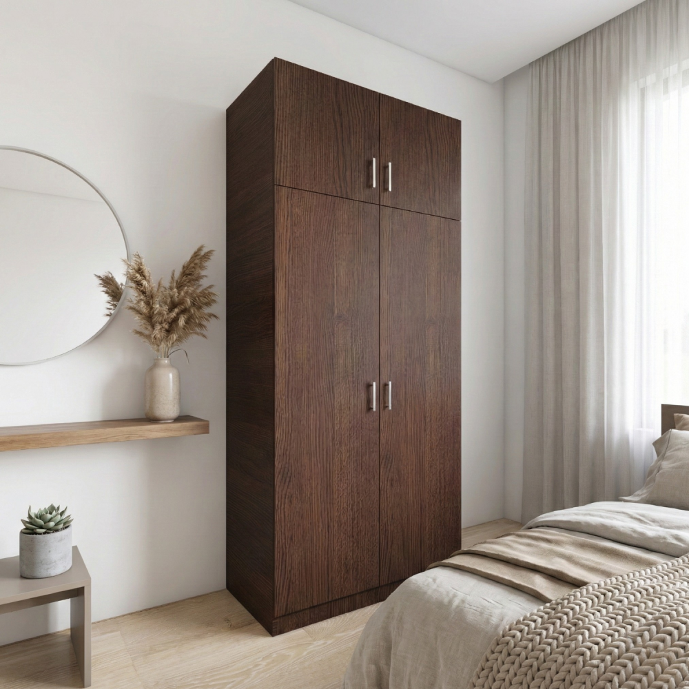 Dulap 2 usi cu rafturi si Suprapozabil, H240 x L80 x A50 cm, Material Pal 18mm, Culoare WENGE [2]