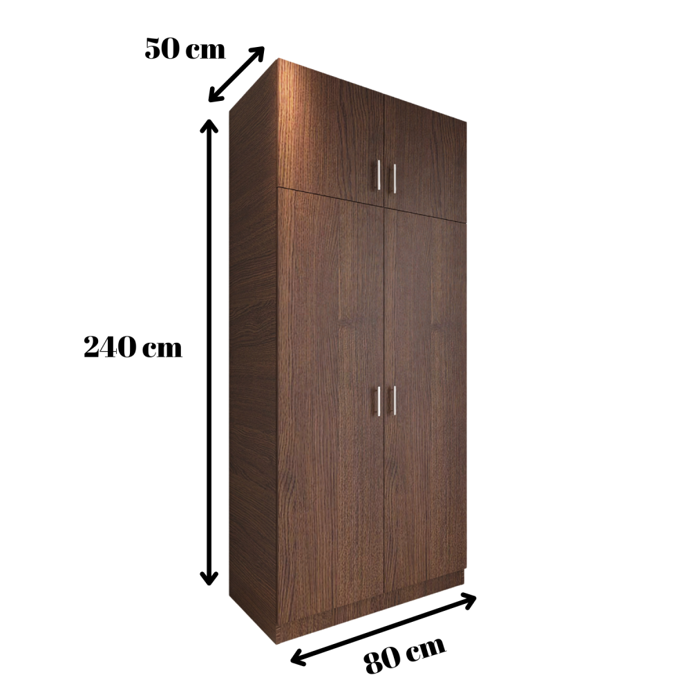 Dulap 2 usi cu rafturi si Suprapozabil, H240 x L80 x A50 cm, Material Pal 18mm, Culoare WENGE [3]