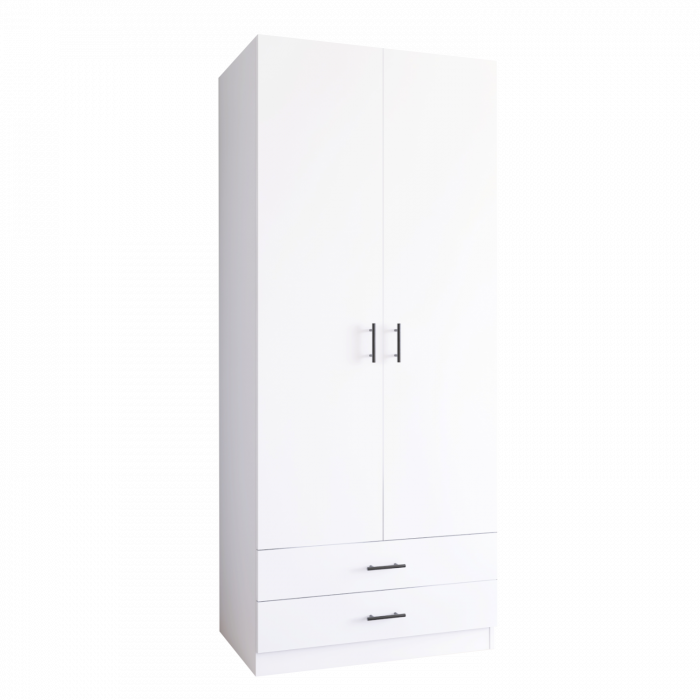 Dulap 2 usi si 2 sertare, H200 x L80 x A52cm, Material Pal 18mm, Culoare Alb [3]