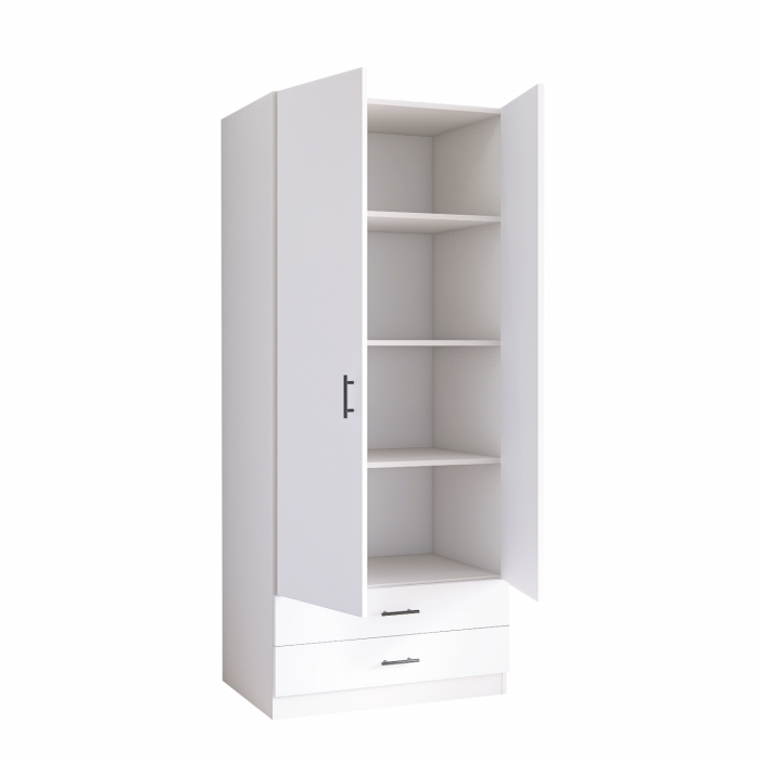 Dulap 2 usi si 2 sertare, H200 x L80 x A52cm, Material Pal 18mm, Culoare Alb [1]