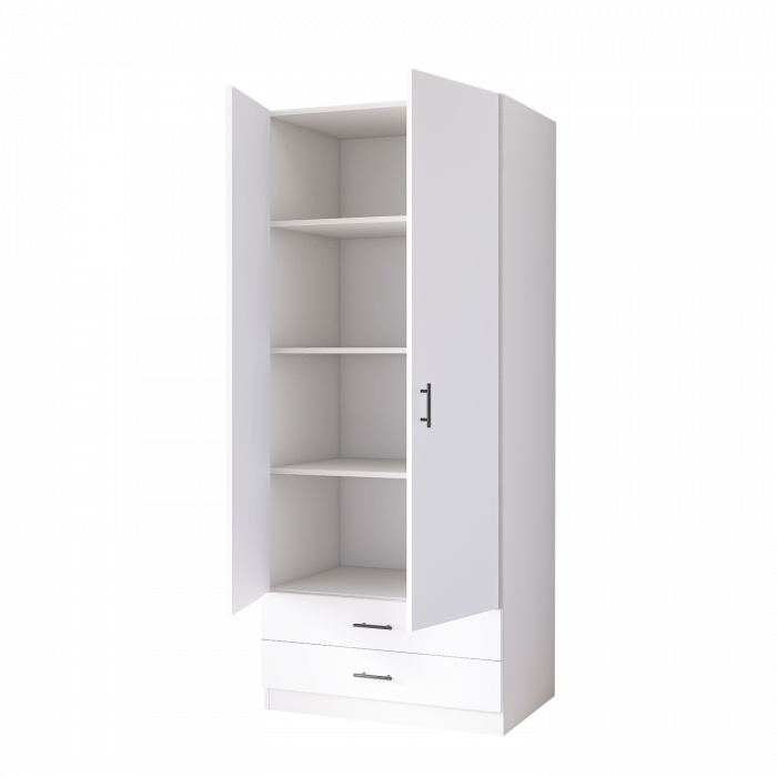 Dulap 2 usi si 2 sertare, H200 x L80 x A52cm, Material Pal 18mm, Culoare Alb [2]