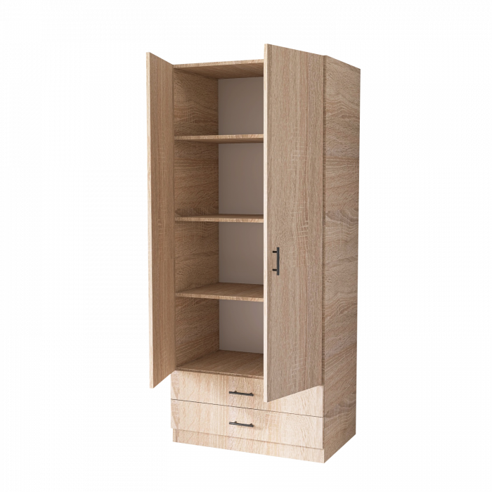 Dulap 2 usi si 2 sertare, H200 x L80 x A52cm, Material Pal 18mm, Culoare Sonoma [2]