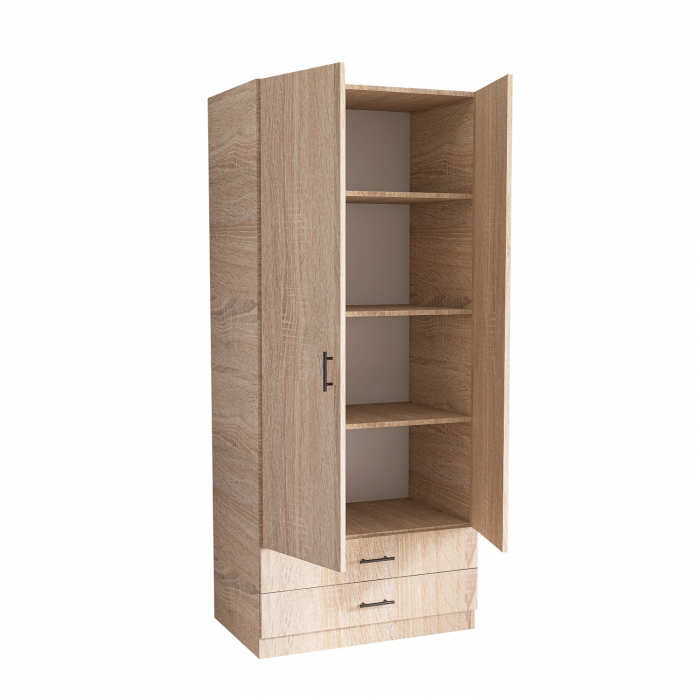 Dulap 2 usi si 2 sertare, H200 x L80 x A52cm, Material Pal 18mm, Culoare Sonoma [1]