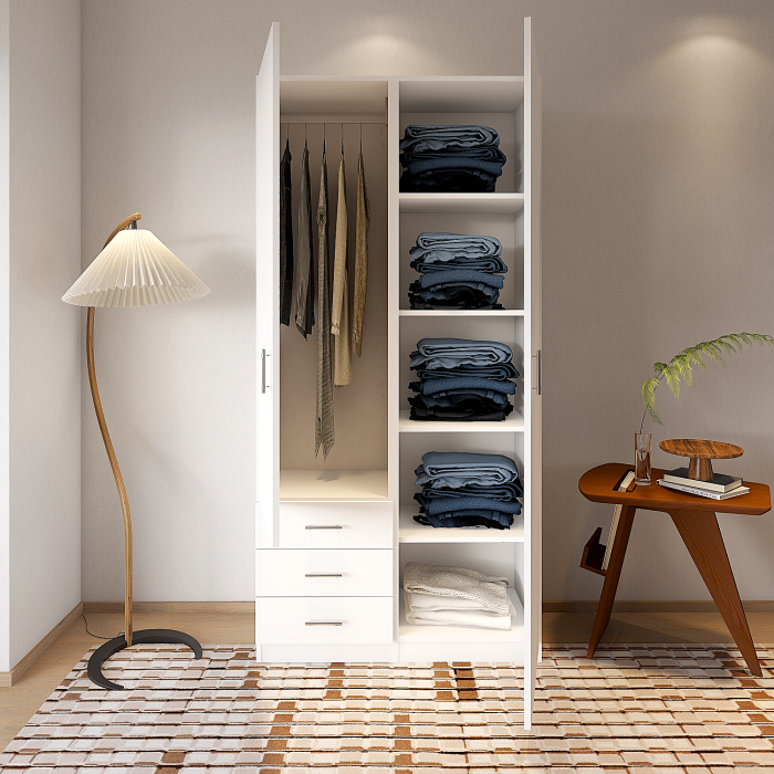 Dulap 2 usi si 3 sertare, H200 x L80 x A50cm, Material Pal 18mm, Culoare Alb [2]