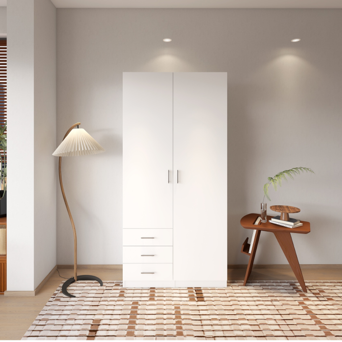 Dulap 2 usi si 3 sertare, H200 x L80 x A50cm, Material Pal 18mm, Culoare Alb [4]