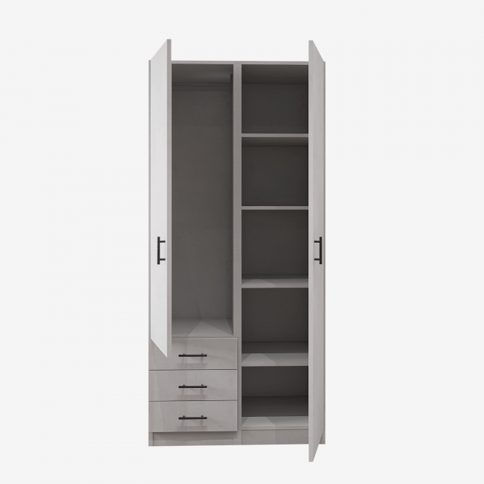 Dulap 2 usi si 3 sertare, H200 x L80 x A50cm, Material Pal 18mm, Culoare Alb [2]