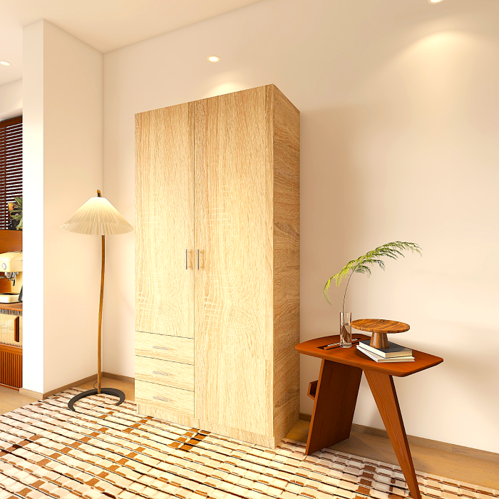 Dulap 2 usi si 3 sertare, H200 x L80 x A50cm, Material Pal 18mm, Culoare Sonoma [4]