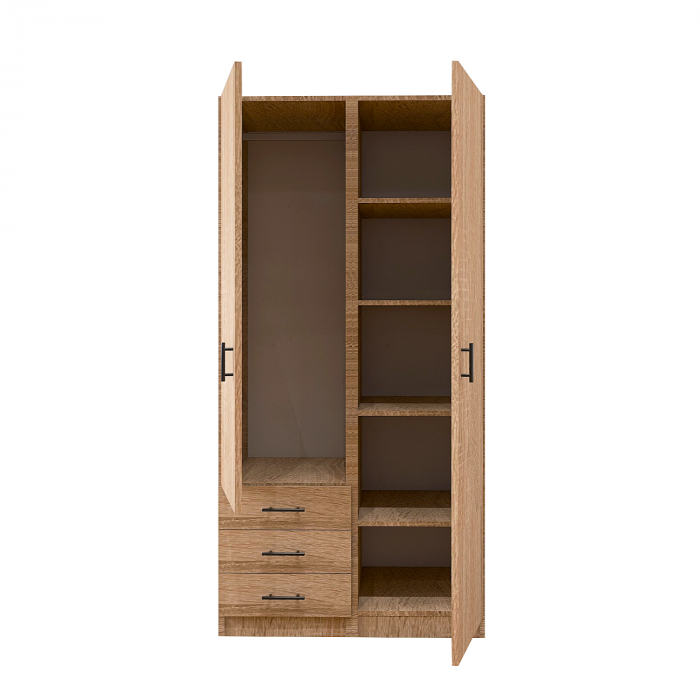 Dulap 2 usi si 3 sertare, H200 x L80 x A50cm, Material Pal 18mm, Culoare Sonoma [2]