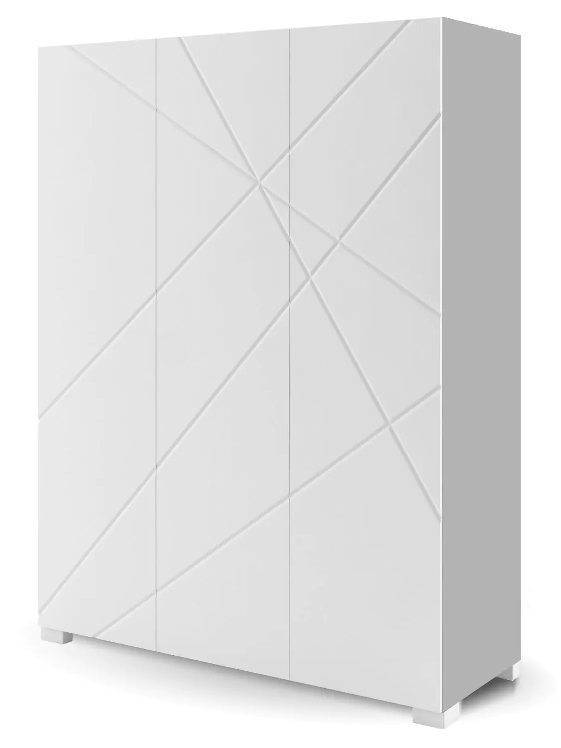 Dulap  Monaco 3 usi 150 x 52 x 200 cm, Culoare Alb, Fronturi Mdf Vopsit Alb Mat Gravate [1]