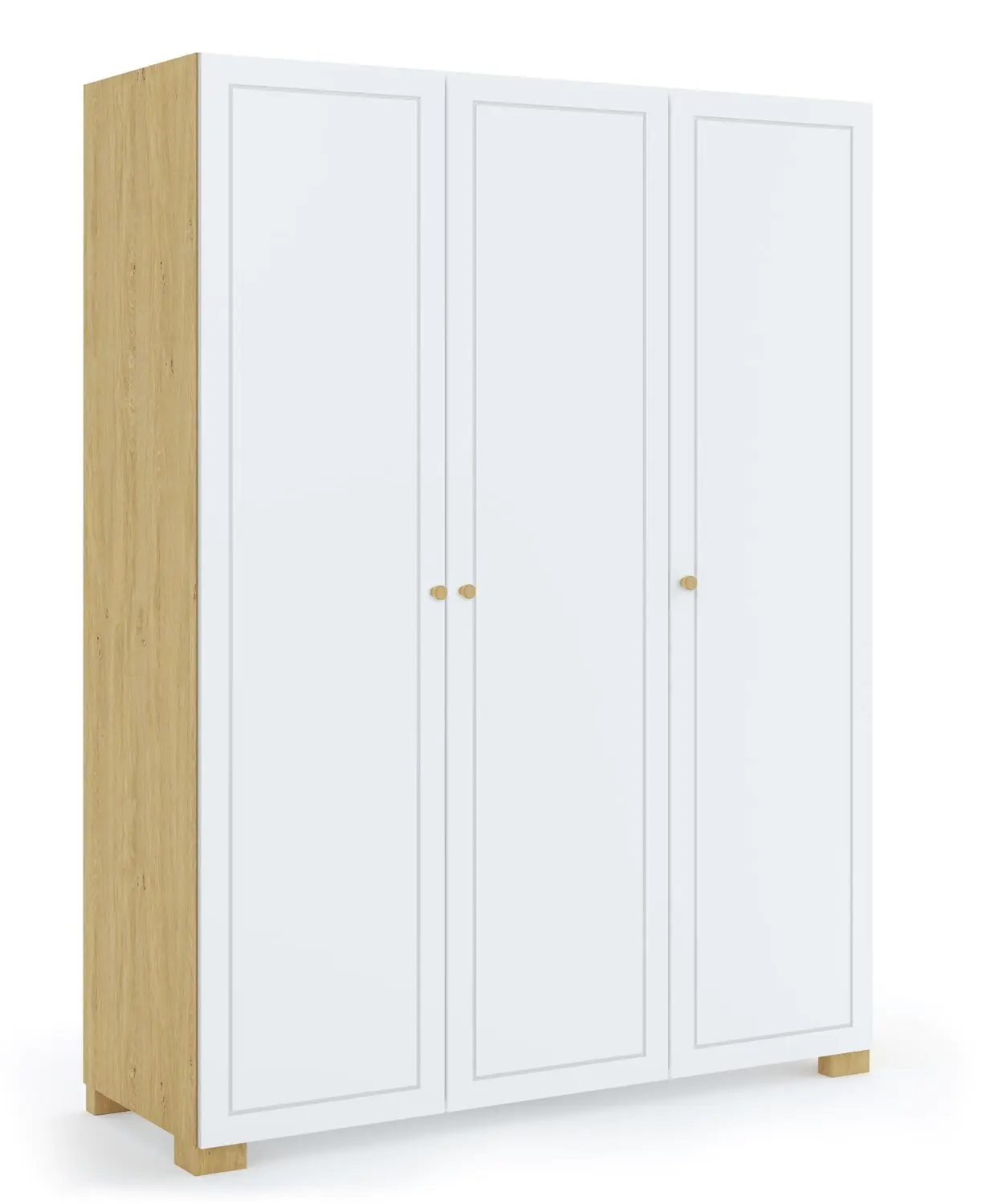 Dulap 3 usi  Maranello 150 x 52 x 200 cm, Culoare Stejar Sonoma , Fronturi Mdf  Alb super lucios [1]