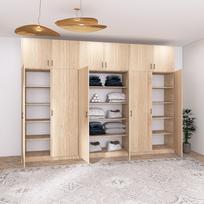 Dulap 6 Uși cu Suprapozabil, H240 x L240 x A50 cm. Culoare Stejar Sonoma, Pal 18mm, Cant ABS [1]