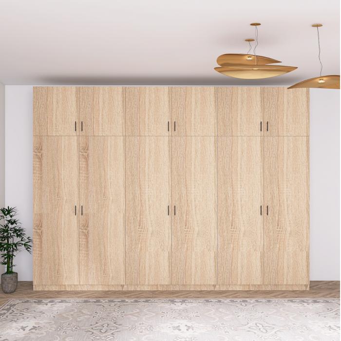 Dulap 6 Uși cu Suprapozabil, H240 x L240 x A50 cm. Culoare Stejar Sonoma, Pal 18mm, Cant ABS [3]