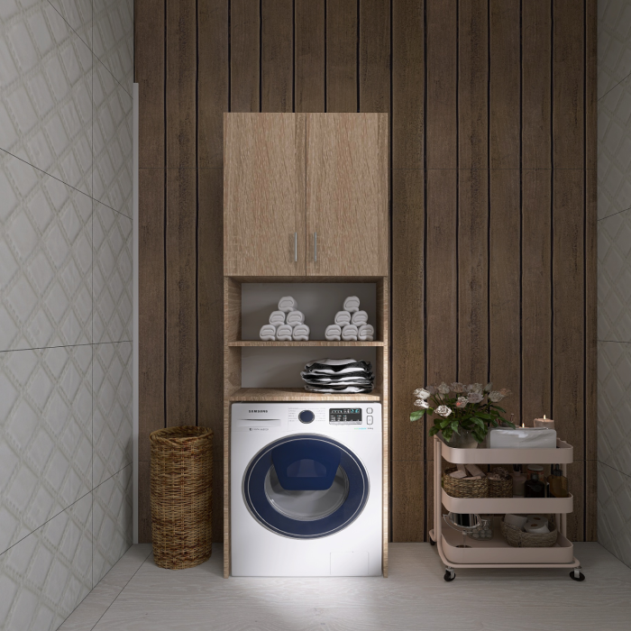 Dulap Baie Masina Spalat H200 x L64 x A35 cm, PAL 18mm, Cant ABS, Culoare Sonoma [1]