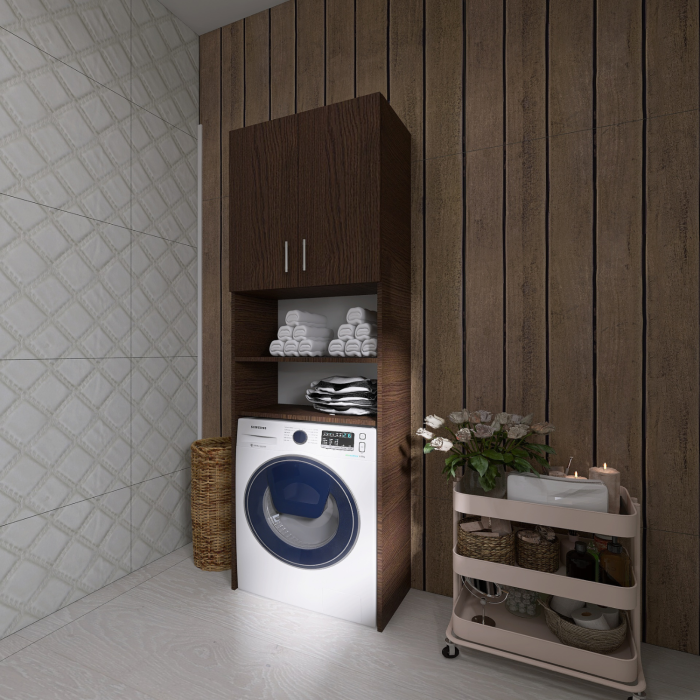 Dulap Baie Masina Spalat H200 x L64 x A35 cm, PAL 18mm, Cant ABS, Culoare Wenge [2]