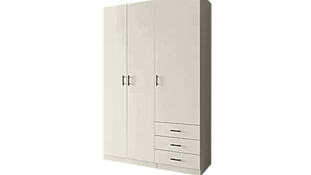 Dulap cu 3 usi si 3 sertare H200 x A52 x L120 cm, Pal 18mm, Culoare Alb [4]