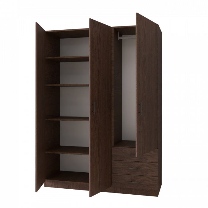 Dulap cu 3 usi si 3 sertare H200 x A52 x L120 cm, Pal 18mm, Culoare Wenge [1]