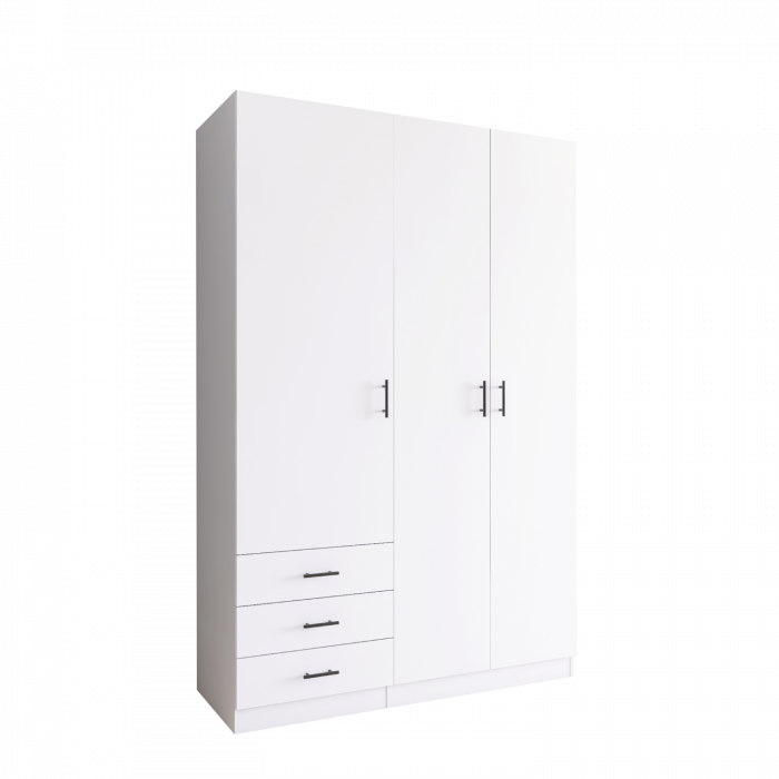 Dulap cu 3 usi si 3 sertare H200 x A52 x L120 cm, Pal 18mm, Culoare Alb [2]