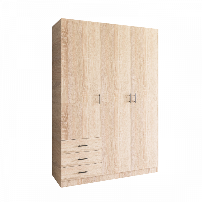 Dulap cu 3 usi si 3 sertare H200 x A52 x L120 cm, Pal 18mm, Culoare Stejar Sonoma [2]