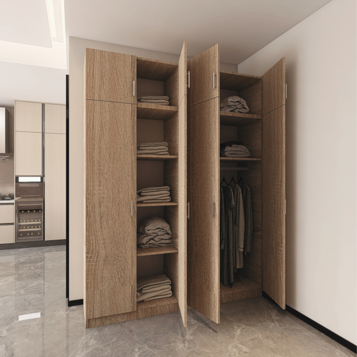 Dulap cu 4 usi cu suprapozabil H240 x L160 x A52cm, Culoare Stejar Sonoma, Material PAL 18mm [1]